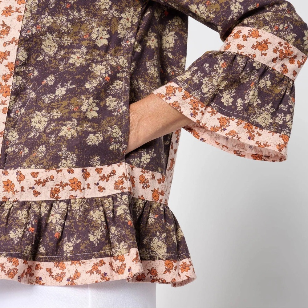 Logo Lab by Lori Goldstein Boho 3/4 Sleeve Crew Neck Bed Jacket Women’s Size 1X - Picture 3 of 12